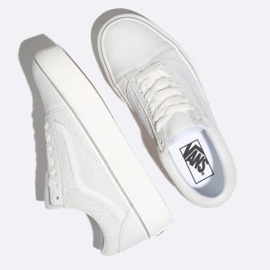 Vans Bayan Spor Ayakkabı Leather Old Skool Platform Yılan/Beyaz | 97938-856